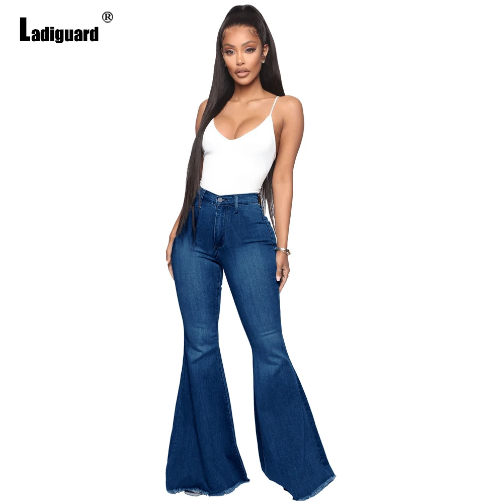 Ladiguard Women Boot Cut Demin Pants Girls Streetwear Sexy Flare Jeans Skinny Trouser 2022 European Style Fashion Skinny Pants