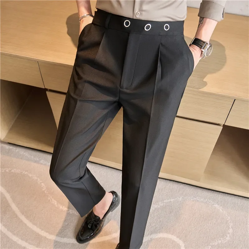 Men\'s Dress Pants Trousers 2024 Spring New Solid Casual Slim Suit Pants Business Straight Pantalones Hombre Fashion Men Clothing