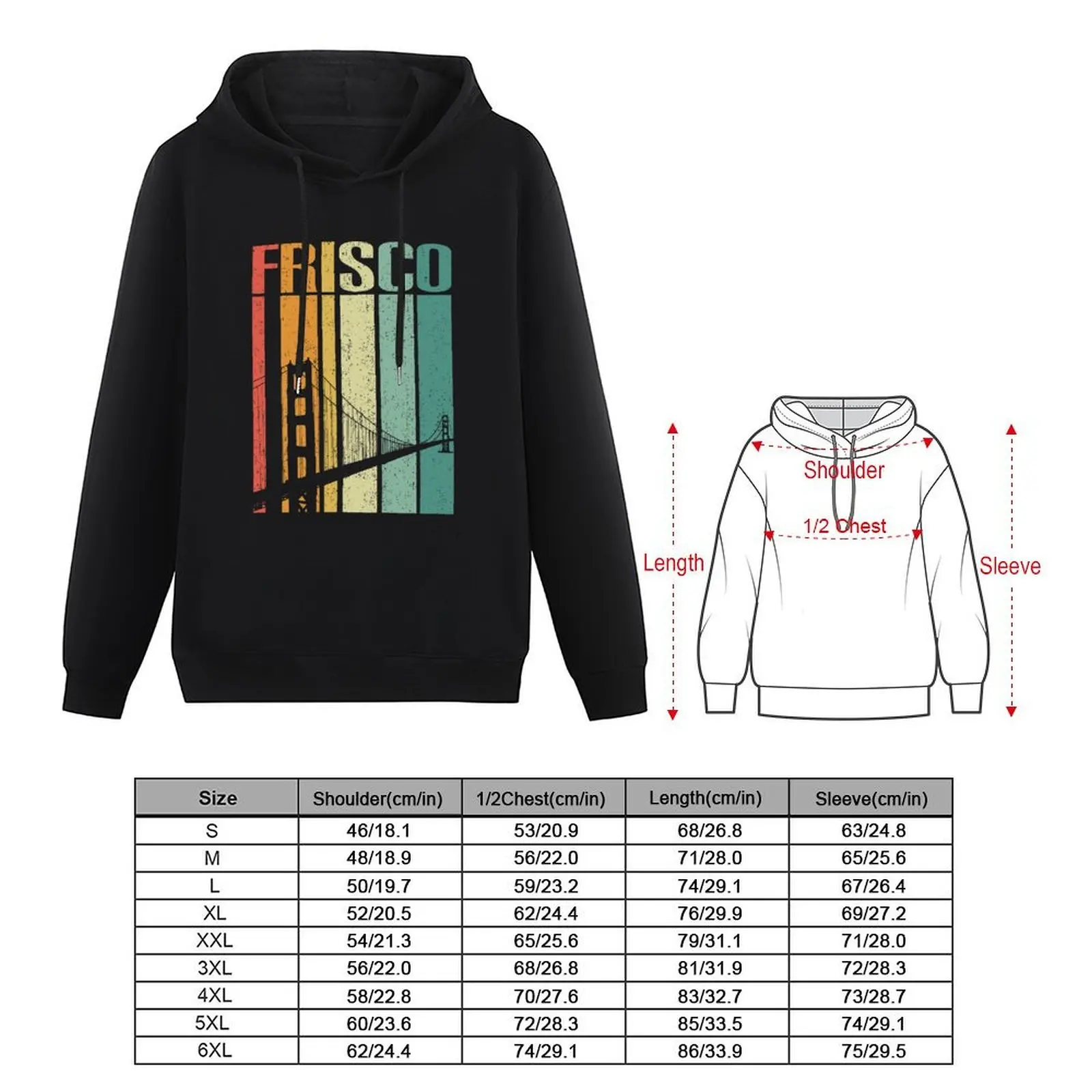 Vintage San Francisco Bay Bridge Retro Frisco Hoodie clothes for men autumn clothes korean style clothes graphic hoodie