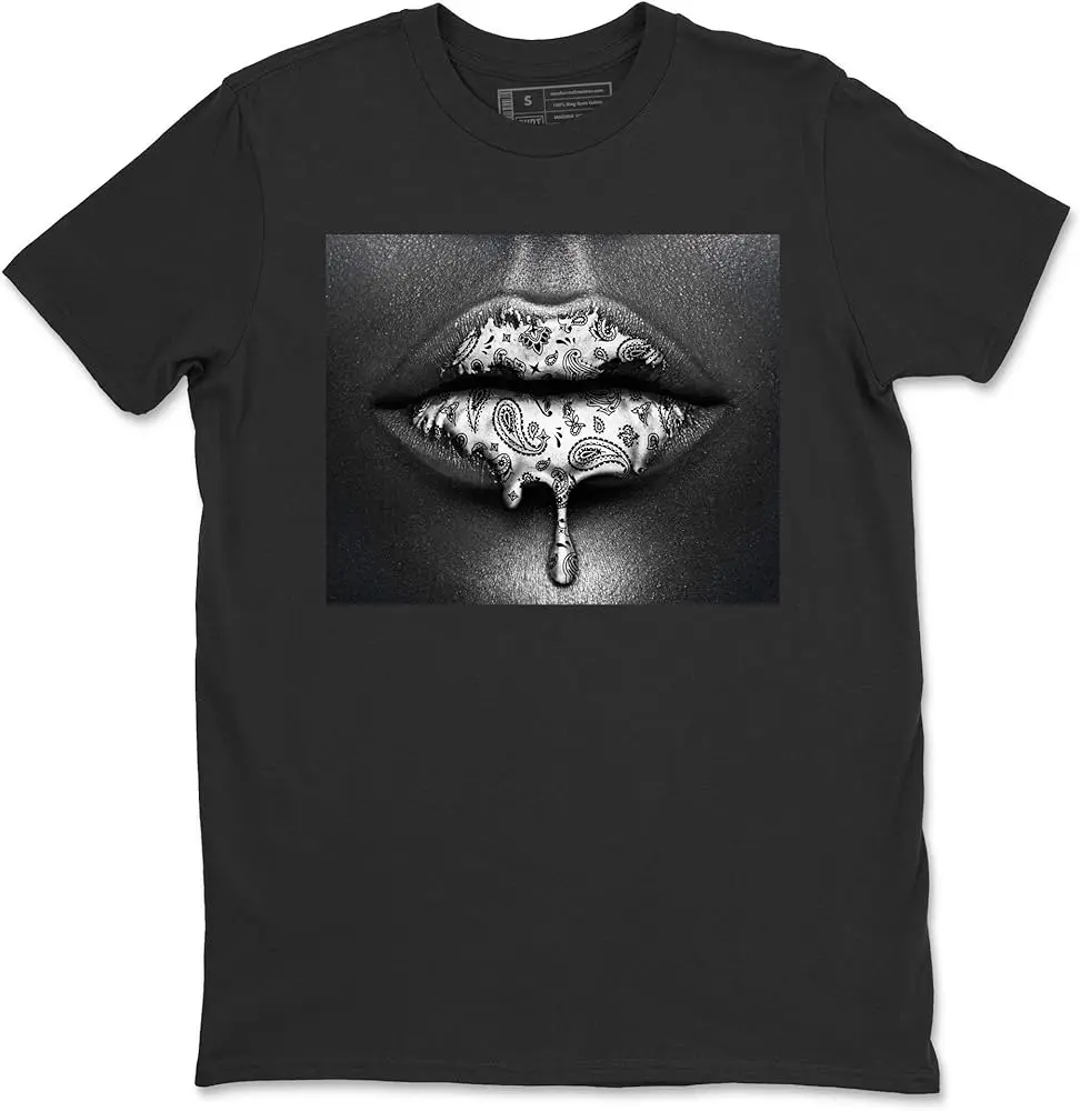 Bandana Lips Silver Black White Sneaker Matching Shirt Y2K tops Unisex Summer Short Sleeve