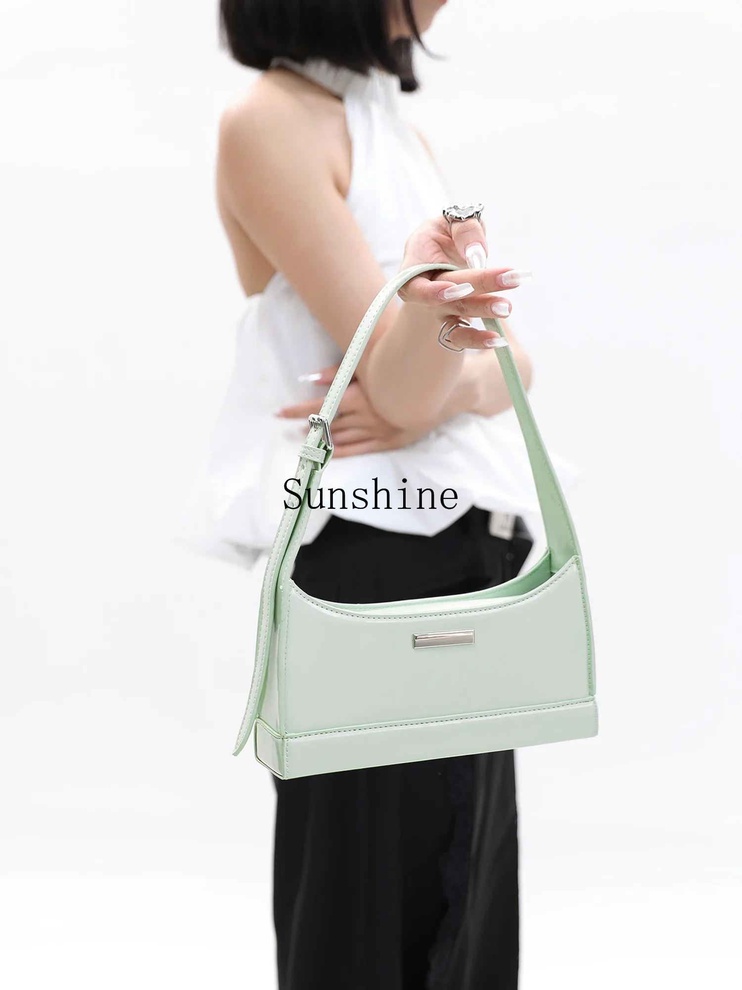 Mint Mambo Green Premium Small Square Bag Shoulder Portable Underarm Bag