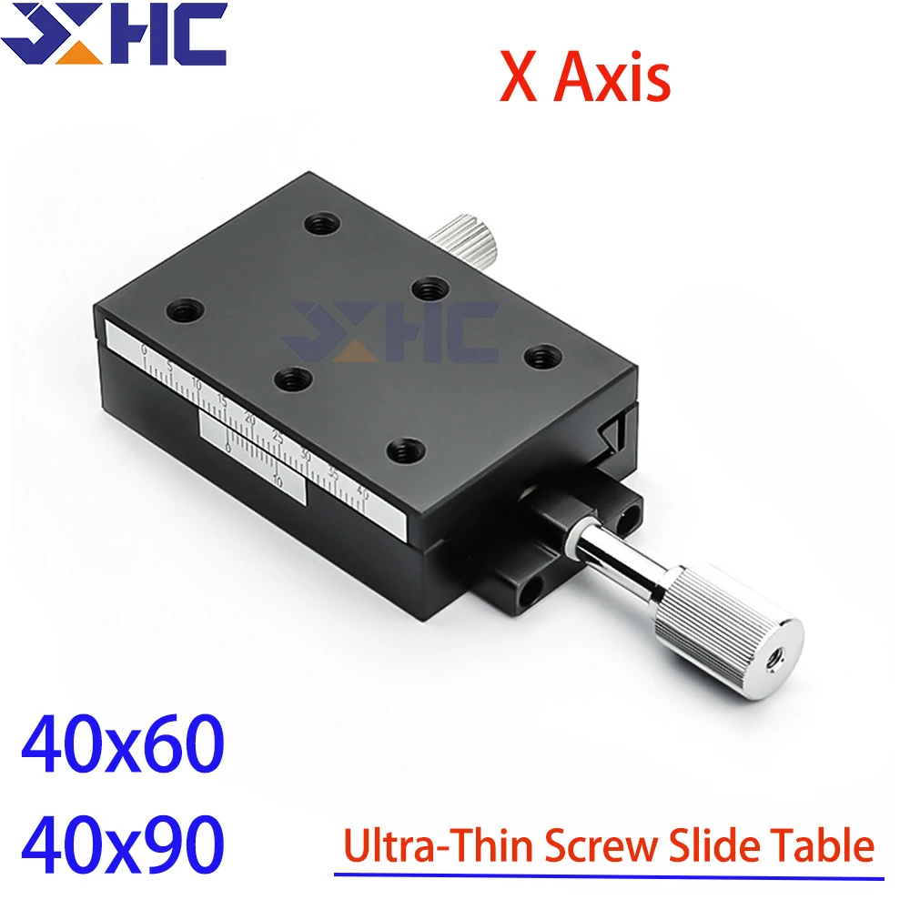 

X Axis Ultra-Thin Feed Screw Fine Adjustment Slide Table Thin XSLC60/XSLC90 X Axis Dovetail Groove Optical Degree Transfer Table