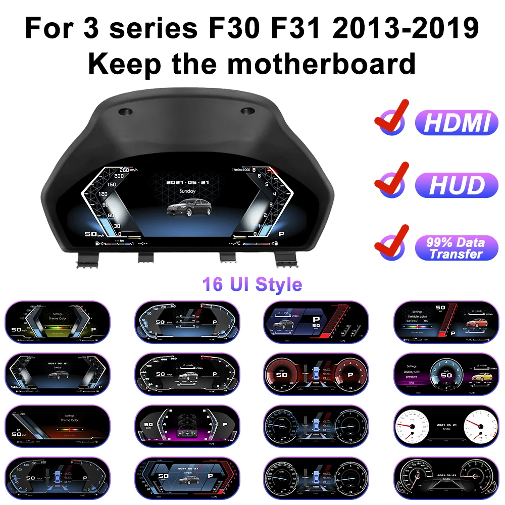 12.3 "1920*720 Auto LCD Dashboard Paneel Voor BMW 3 4 Serie F30 F31 GT-F34 F32 F33 F36 418D Instrumentenpaneel Virtuele Cockpit