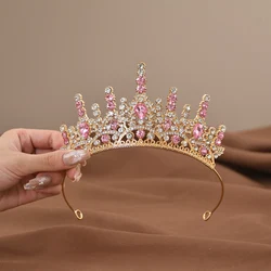 Luxury Baroque Crystal Crown Princess Queen Crown Rhinestone Tiara Alloy Headdress For Girl Birthday Children's Hair Accessories