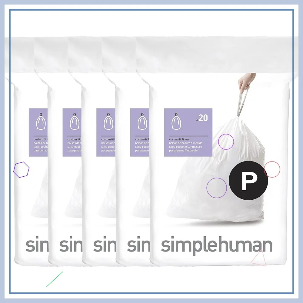 

Custom Fit Drawstring Trash Bags, 50-60 Liter / 13-16 Gallon, White - Secure & Durable