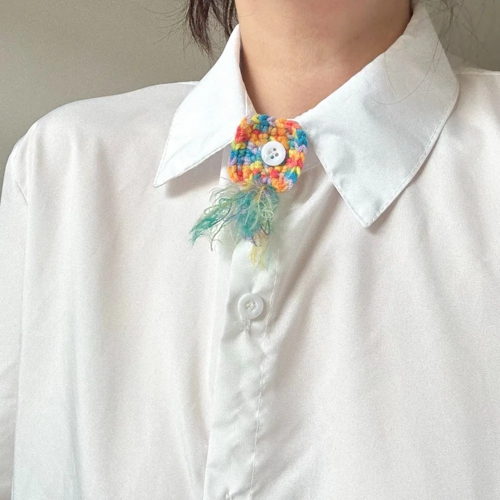 독특한 불가사리 어린애 같은 단추 장식 술 꽃 니트 가짜 넥타이 페르시 소프트 DIY 셔츠 액세서리 남여