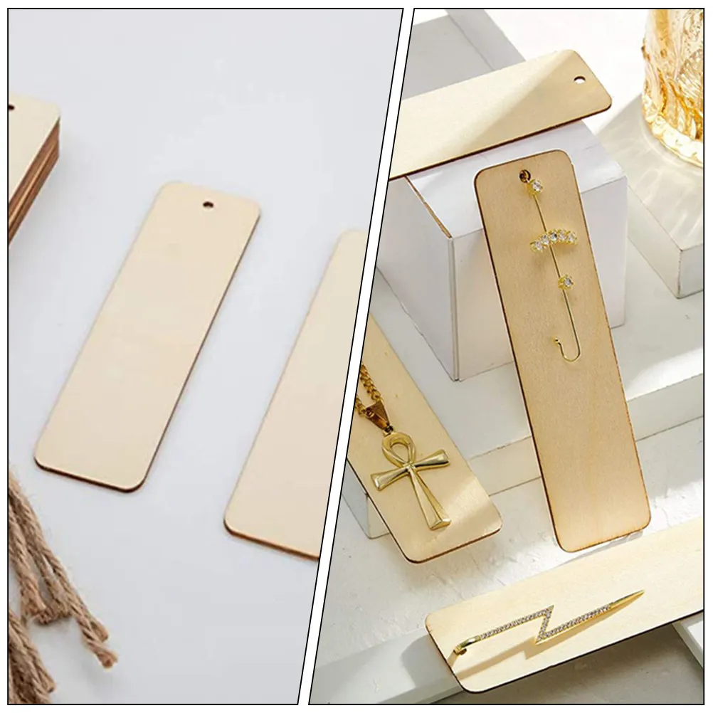 20Pcs Wooden Bookmarks Unfinished Blank Rectangle Wood Bookmark DIY Craft Supplies for Students Painting Drawing Custom