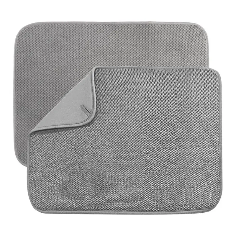 BHBL 2 Pack Microfiber Dish Drying Mat,Absorbent Dish Drainer Kitchen Counter,Super Absorbent Dish Drying Pads 20X15 Inch(A)