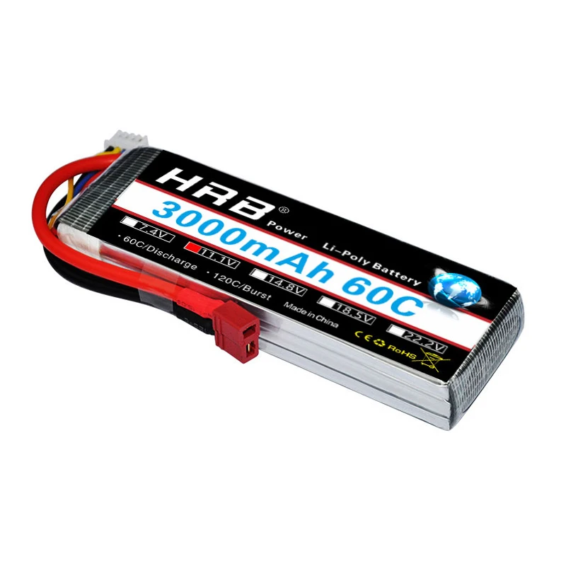 HRB 3S 11.1V 3000mah Lipo Battery 60C XT60 Connector For Car FPV Airplane Drone Boat Truck RC Parts