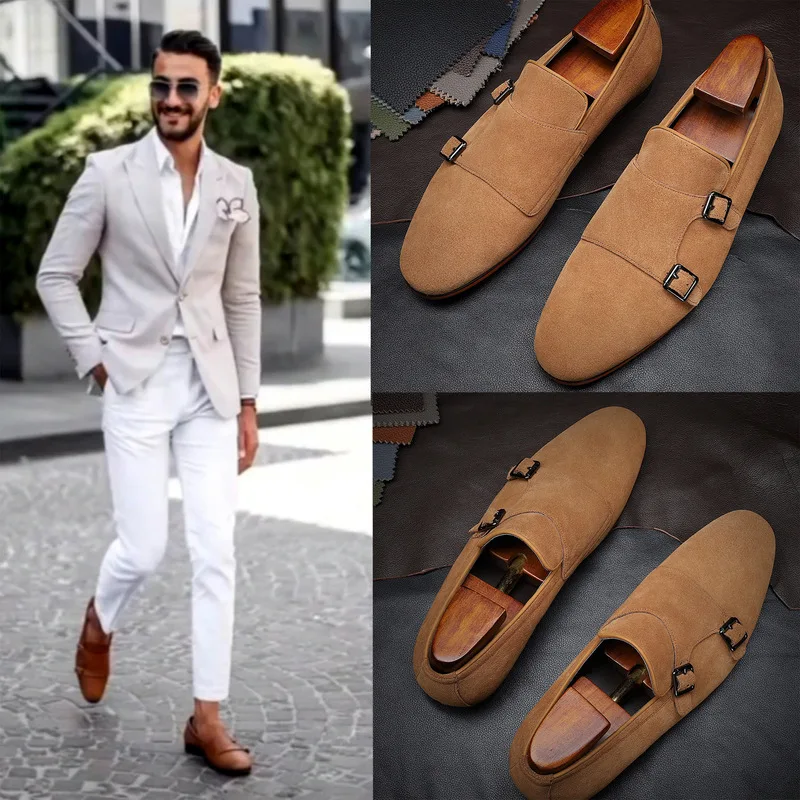 New men's Korean-style loafers, casual trendy men's shoes made of high-gloss suede