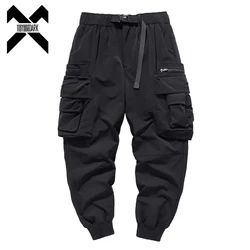 2023 NEW Tactical Cargo Pants Men Hip Hop Black Functional Joggers Trousers Elastic Waist Pant Streetwear Techwear