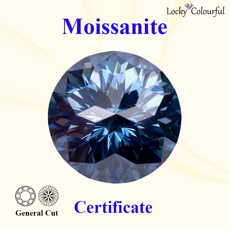 Moissanite Round Shape VVS1 Natural Royal Blue Color Emperor Cut with GRA Certificate for DIY Charms Jewelry Making Materials