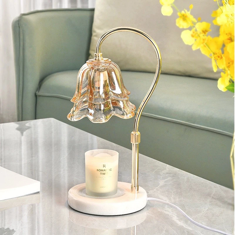 

AiPaiTe Scandinavian Ambiance Aromatherapy Lamp for Living Room Bedroom, No Open Flame Molten Wax Flower Glass Table Lamps