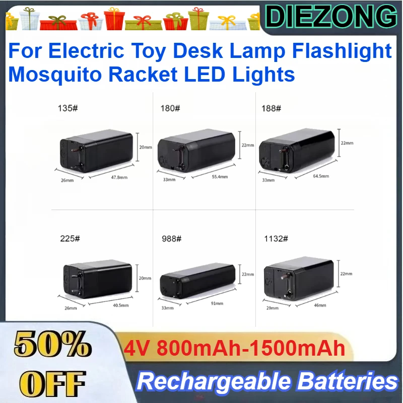 

4 pcs 4V 800mAh-1500mAh Rechargeable Lead Battery for Electric Toy Desk Lamp Flashlight Mosquito Racket LED Lights Batteries