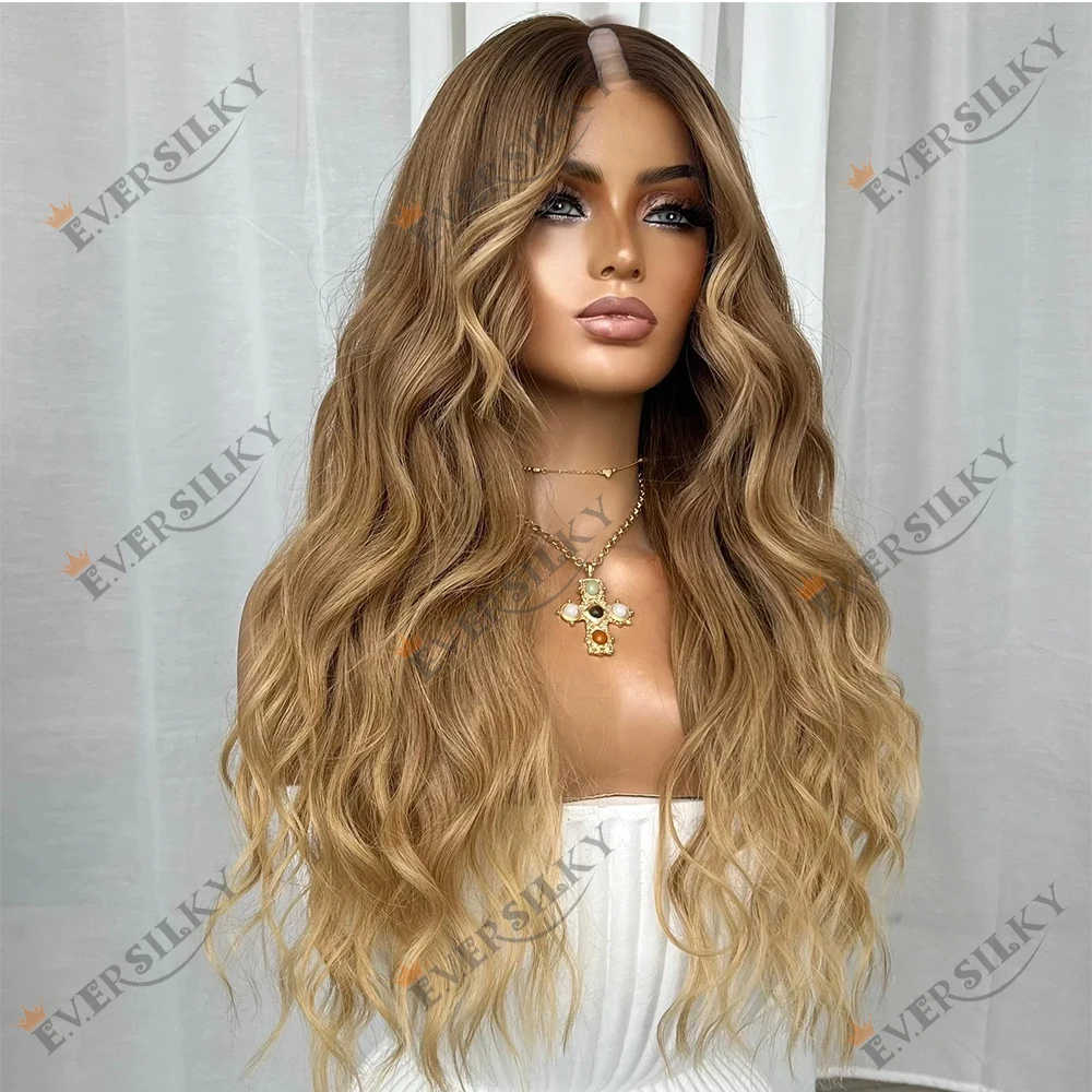 

Ash Blonde Ombre Chestnut Brown 100% Remy Human Hair Glueless U Part Wigs Loose Wave Easy Wear Adjustable V Part Wig Full Ends