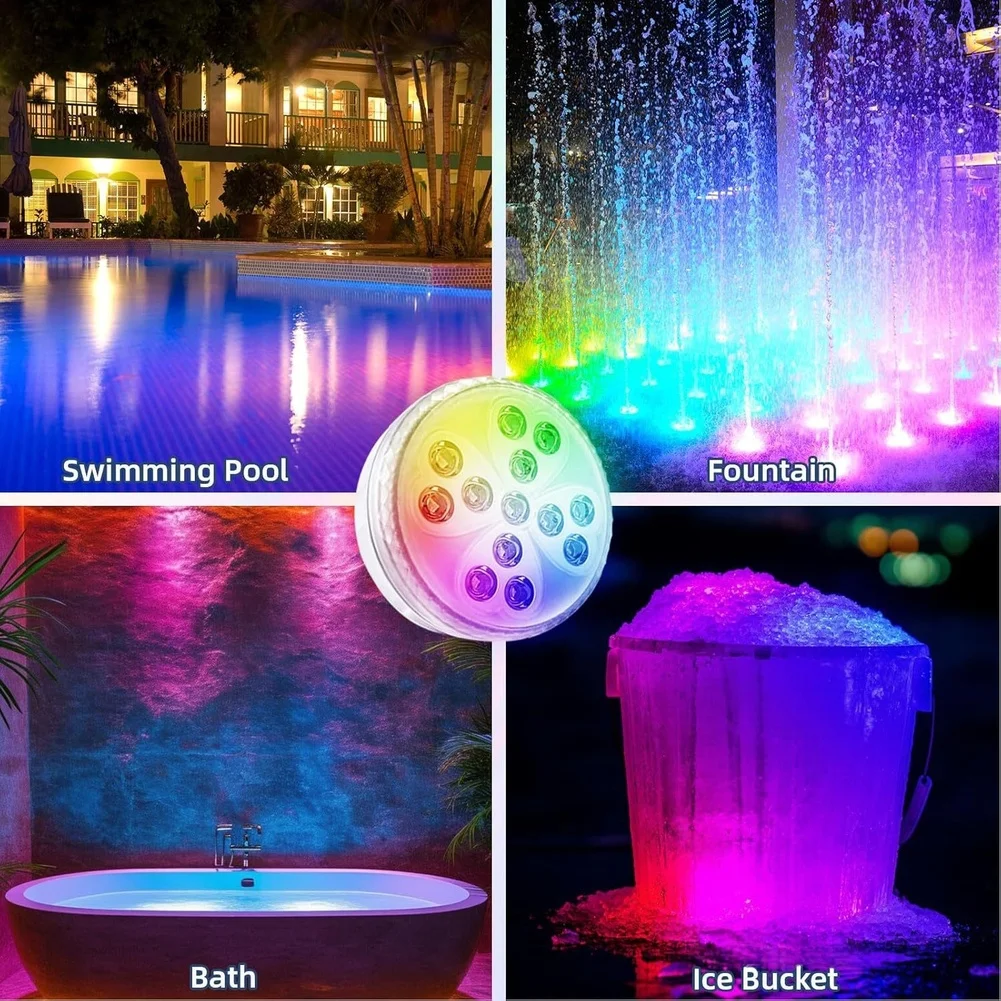 Underwater LED Pool Light USB Rechargeable RGB Color Changing With Remote For Pools Bath Fountain Garden Decoration