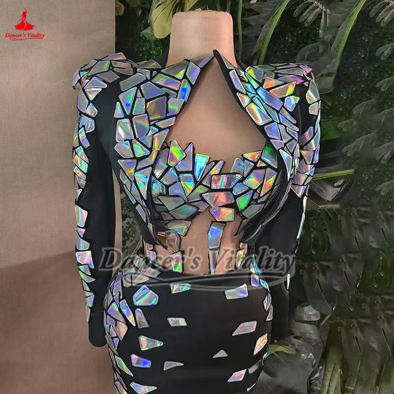 Photography Studio Nightclub DJ Bar Mirror Fragment Hollow Out Two-piece Skirt Women Social Media Anchor Stage Outfit Customize