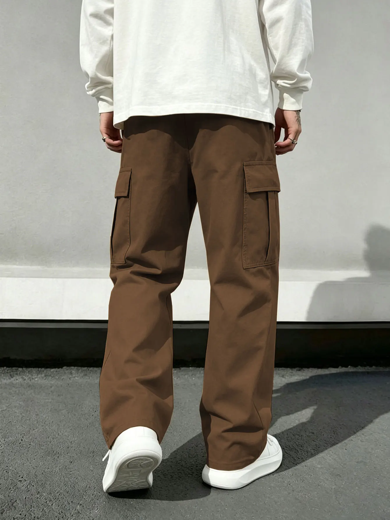 Herren Casual Gerade Geschnittene Arbeitshose Modisch Bequem Gewebter Stoff Frühling Herbst Alltagskleidung – Detail 10