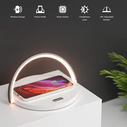 Wireless Charger Table Lamp Bedroom Lamp Support for IPhone Samsung Huawei Xiaomi Adjustable Angle Touch Switch