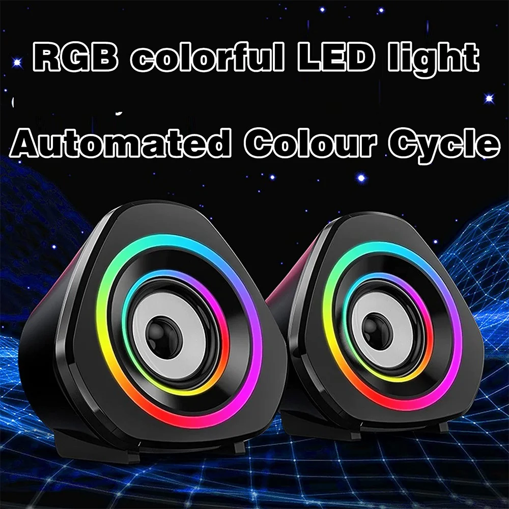 Altavoces de ordenador de escritorio, altavoces de ordenador portátil con luz RGB, Control de volumen alimentado por USB para PC/portátiles/de escritorio/juego