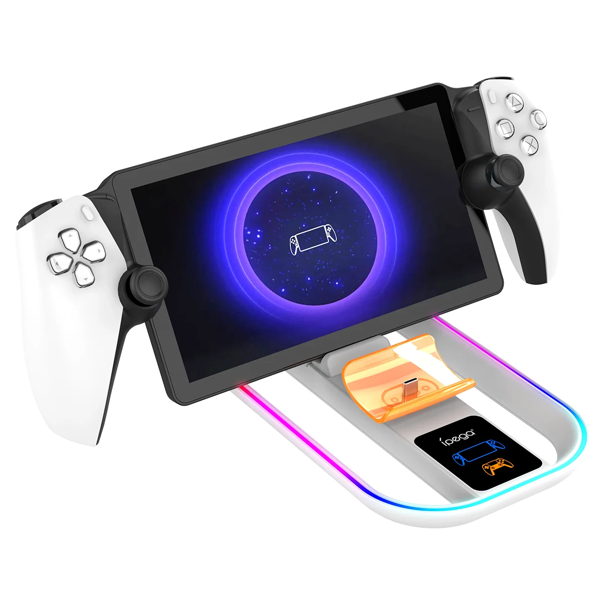 ​ Adequado para carregador de console de jogos PlayStation Portal para carregador de controlador de jogo PS5 com luzes RGB coloridas