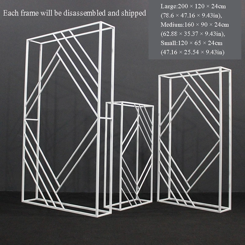 Flone Diamant-Hochzeitsbogen-Hintergrund-Requisiten, schmiedeeiserner geometrischer quadratischer Rahmen, Party-Bühnenbildschirm, kreativer Hintergrundständer – Detail 2