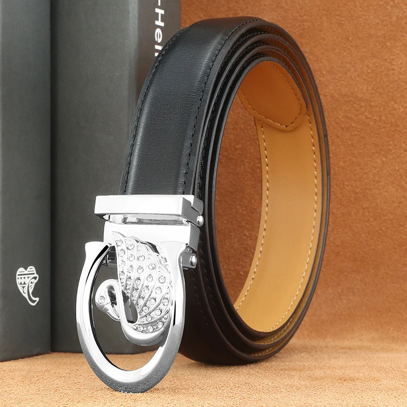 أحزمة رائعة للنساء عالية الجودة بإبزيم منزلق على شكل بجعة حزام مشد أنيق من الجلد الطبيعي حزام خصر جينز للسيدات