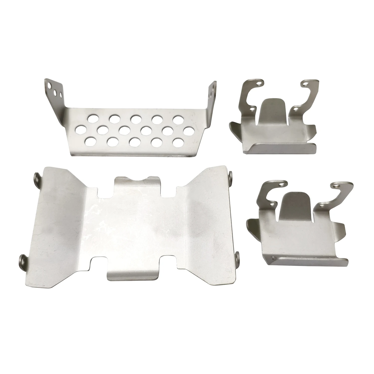 Stainless Steel Front Bumper Lower + Axle + Gearbox Mount Protection Skid Plate Set for 1/10 RC Crawler AXIAL SCX10 II 90046 900