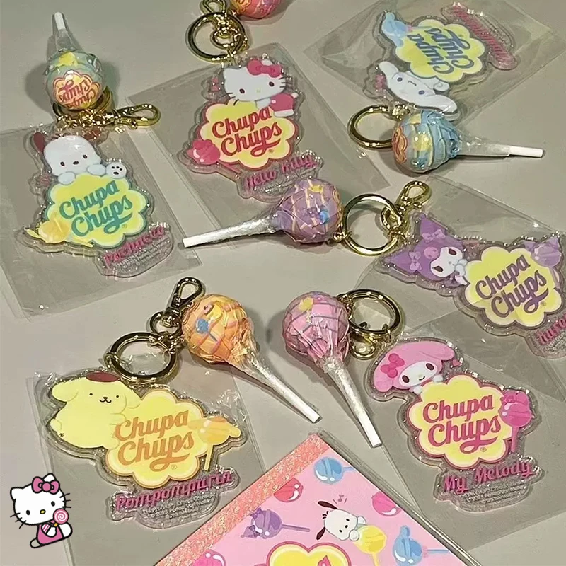 Sanrio Acrylic Pendant Keychain Hello Kitty Kuromi Cinnamoroll Pochacco Pompompurin Key Chain Pendant Acrylic Ins Toy For Girls