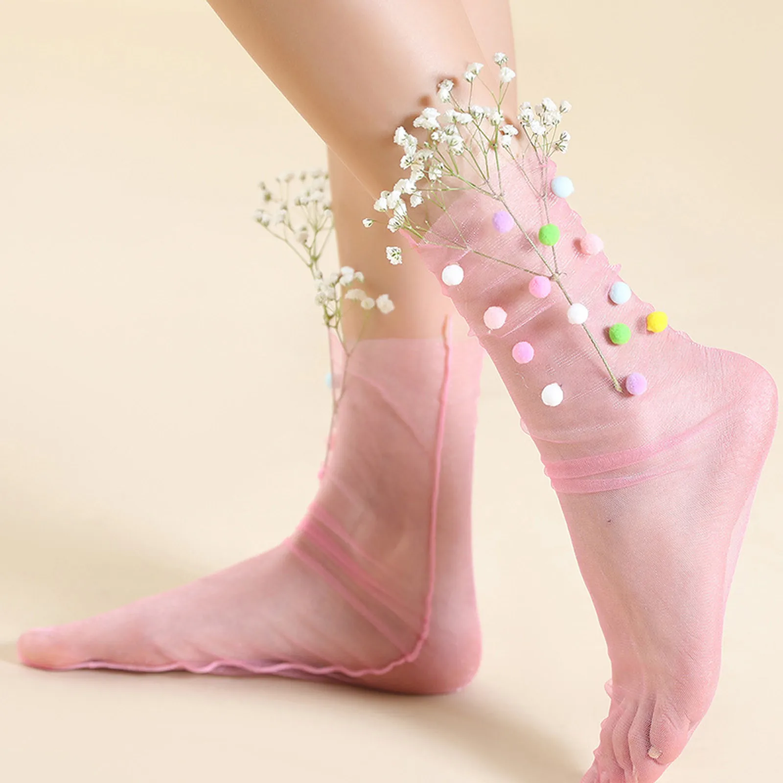 Calcetines tobilleros de malla transparente para mujer, medias de seda ultrafinas, calcetines de tul de princesa, medias femeninas de encaje de