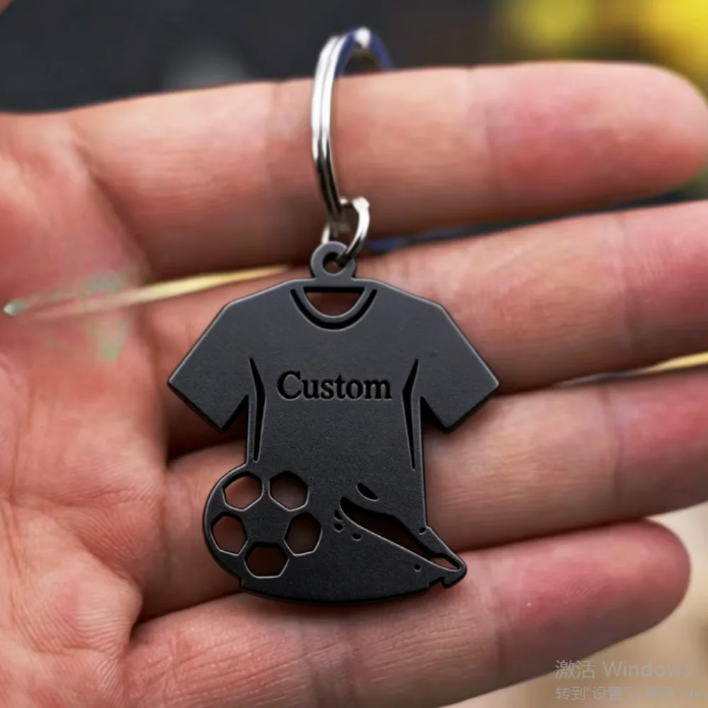 Personalized Football Jersey Keychain Custom Engraved Name Soccer Key Ring Stainless Steel Sport Souvenir Gift for Men Boys