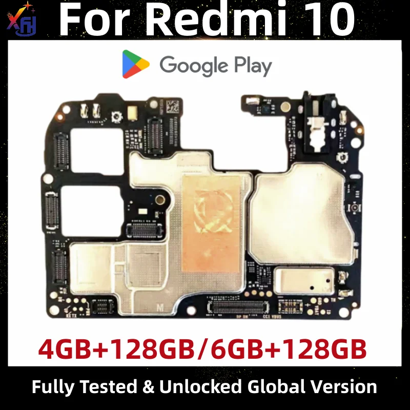 Unlocked Motherboards for Xiaomi Redmi Hongmi 10 4G, 128GB with Chips, Logic Board, Global Version