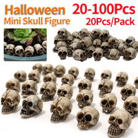 20-100 Pcs Mini Skull Figure Halloween Miniature Skulls Heads Creative Festival Theme Landscape Garden Potted Plant Decorations