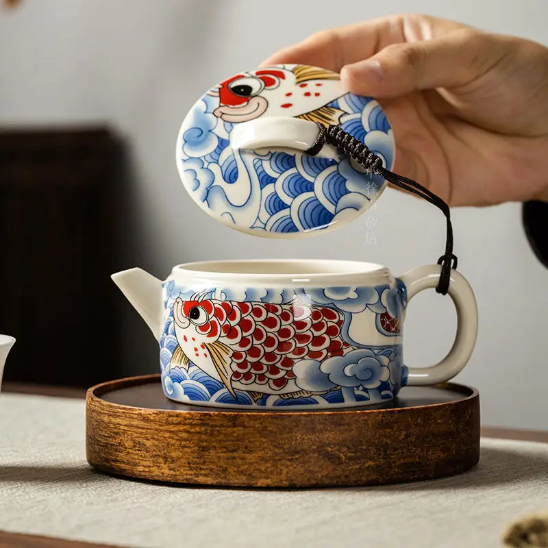 Ceramic teapot Kung fu teapot ancient blue and white porcelain household high-end tea single pot