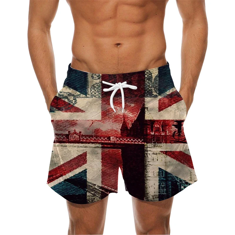 Vintage 3D British Flag Print Beach Shorts Men\'s Summer Loose Fashion Swimwear Pants Women Kid Casual Hawaii Vacation Y2k Trunks