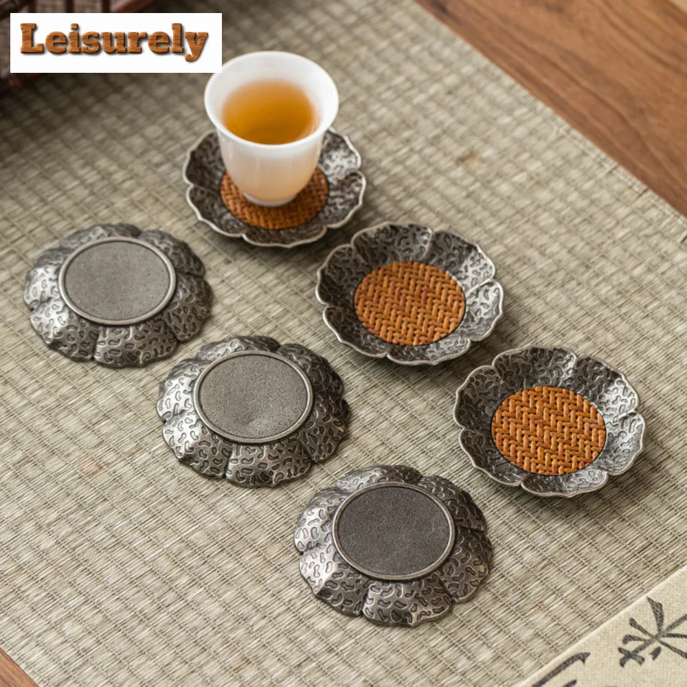 2pc/set Creative Alloy Rattan Coasters  for Coffee Cups Anti-scald Placemats White Tea Mat Tea Services Accessories Collection