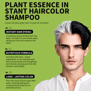 500ml Šampon na barvení vlasů 3v1 Ztmavující vlasy Okamžitě od šedivých až po černé Přírodní kondicionér Barva na vlasy Černý šampon Barvicí krycí šedý 12 nejlepší prodej šampon na vlasy v kině - №4