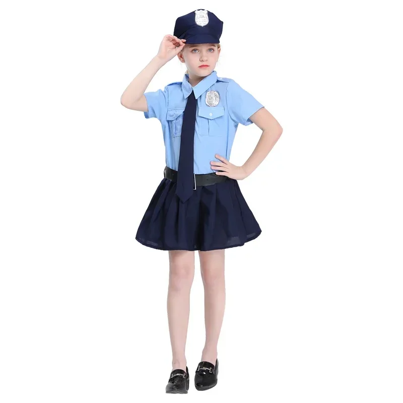 Child Sassy And Sweet Police Officer Cute Cope Carrer Cosplay Uniform Costume Perfect For Girls Halloween Fancy Dress Up CMM221