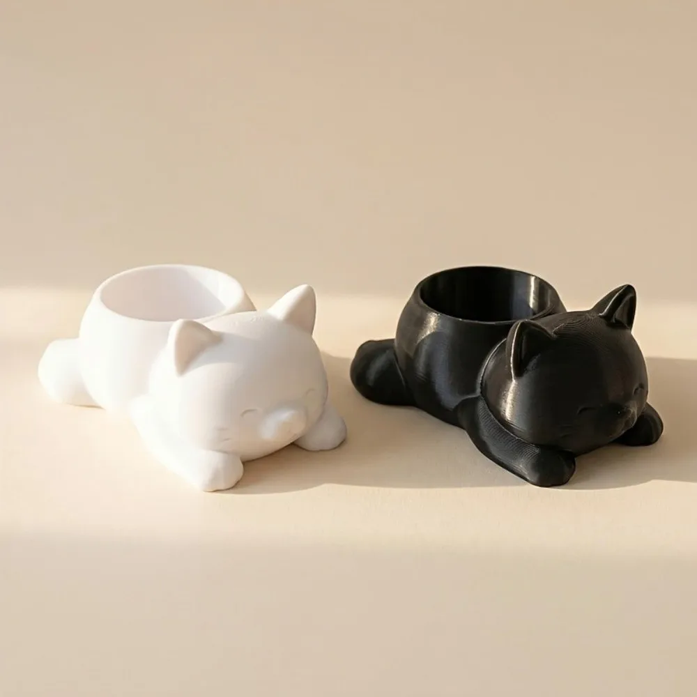 3D Printed Cat Flower Pot Cute Ornaments Mini Plant Pot Multi-functional Decoration Animal Shaped Desktop Planter Kitchen Use