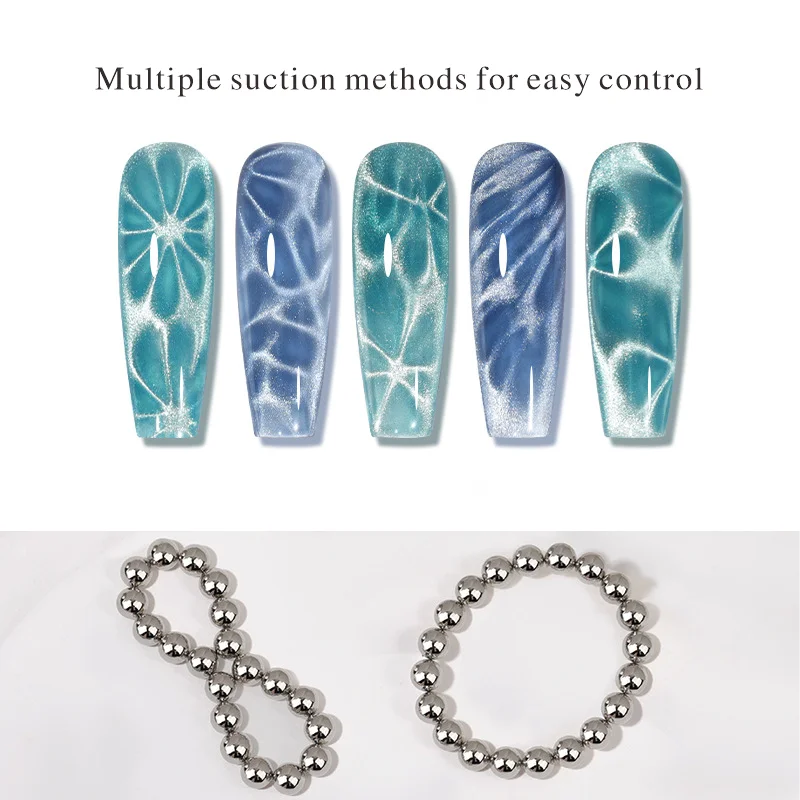 20 Shiny and Dazzling Fashionable Nail Tools with Round Magnetic Beads for Creating Summer Beach Ripple Patterns