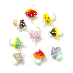 2Pcs Mini Cute Mushroom Charms Glass Pendant Diy Jewelry Making Craft Supplies Perfect Festival Party Gifts for Handmade Lovers