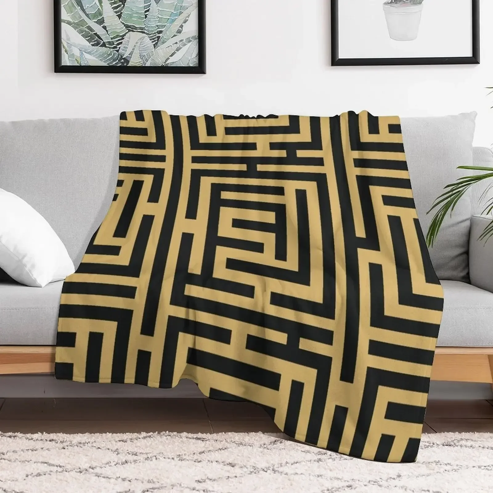 ?Aztec Black and Gold Pattern Geometric Throw Blanket bed plaid Quilt Soft Heavy Blankets