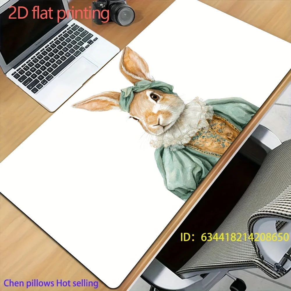 

Винтажный игровой коврик для мыши с 2D-принтом «Джентльмен-кролик», большой, нескользящий, для настольного использования