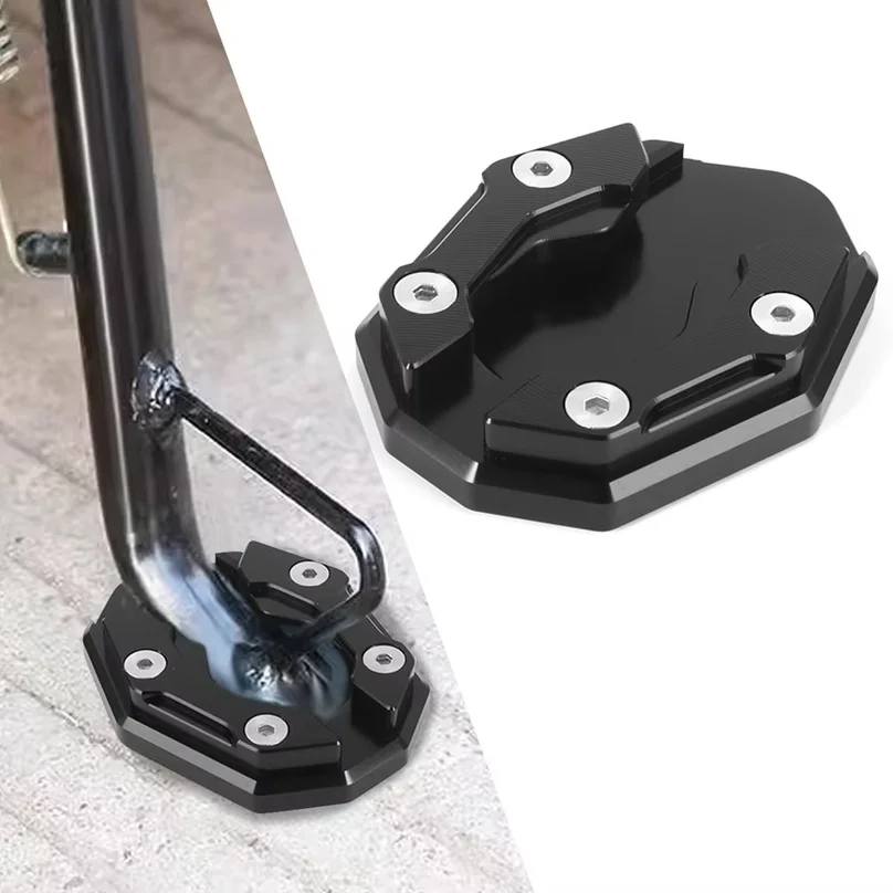 Aluminum Motorcycle Side Stand Pad Universal Enlarger Foot Extension Kickstand Support Plate for Motorbike Modification