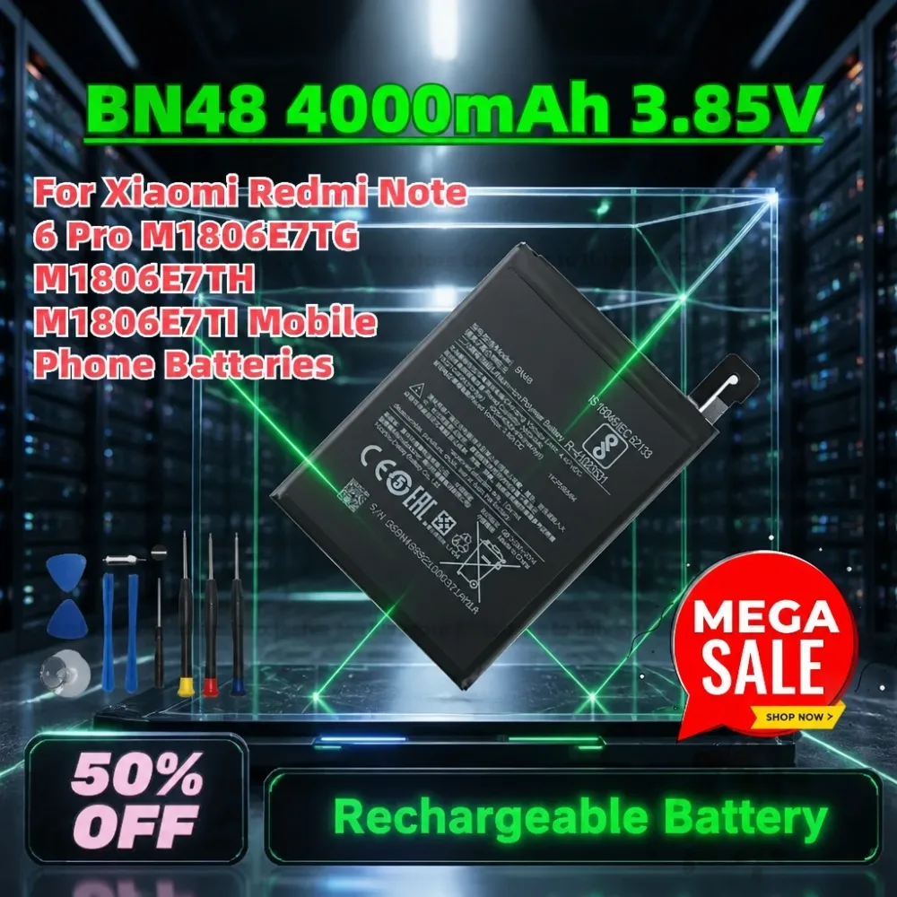 

In Stock BN48 4000mAh 3.85V Replacement Battery for Xiaomi Redmi Note 6 Pro M1806E7TG M1806E7TH M1806E7TI Mobile Phone Batteries