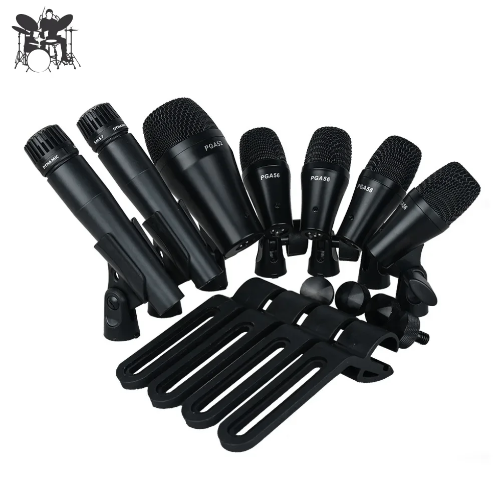 

Panvotech Musical Instrument 7 Pcs Mic Stands Professional Drum Microphone Set for Stage Show