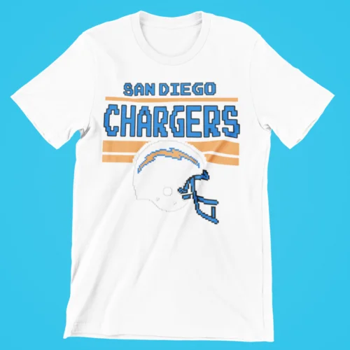 San Diego Chargers Tecmo Bowl Throwback Retro NES Pixel t-shirt grafica a 8 Bit