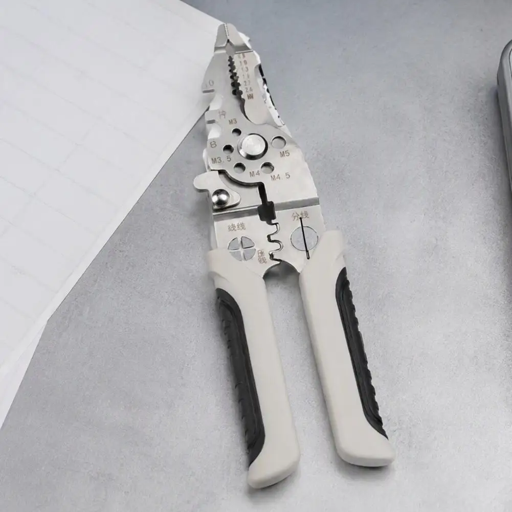Wire Stripping Pliers 10-in-1 Stainless Steel Cable Cutter Non-Slip Handle Plier for Wire Stripping Crimping Cutting
