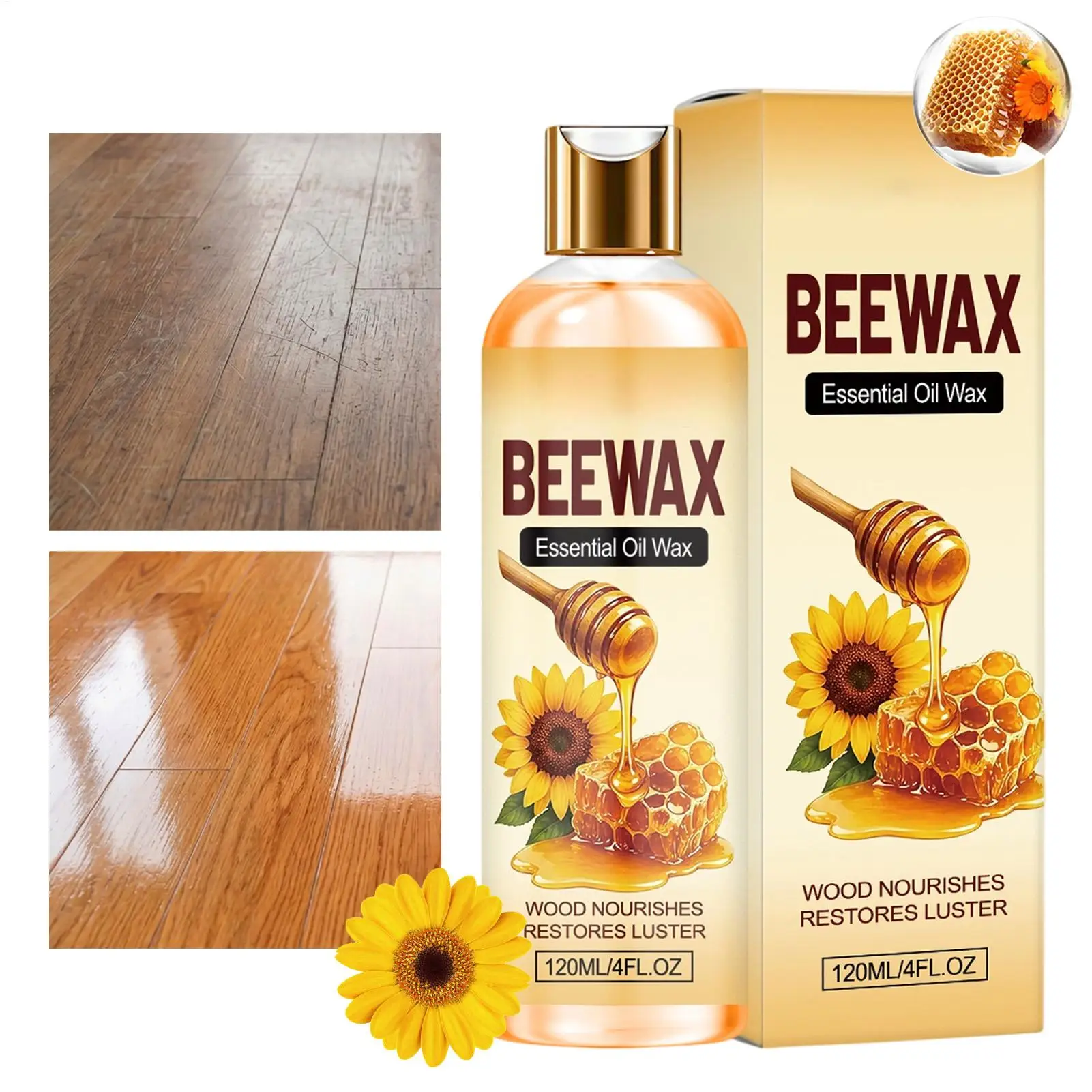 Möbel-Bienenwachs-Politur Massivholz-Polierwachs Feuchtigkeitsbeständiger und Rissresistenter Schutz Reiniger Polierer Bienenwachs 120ml