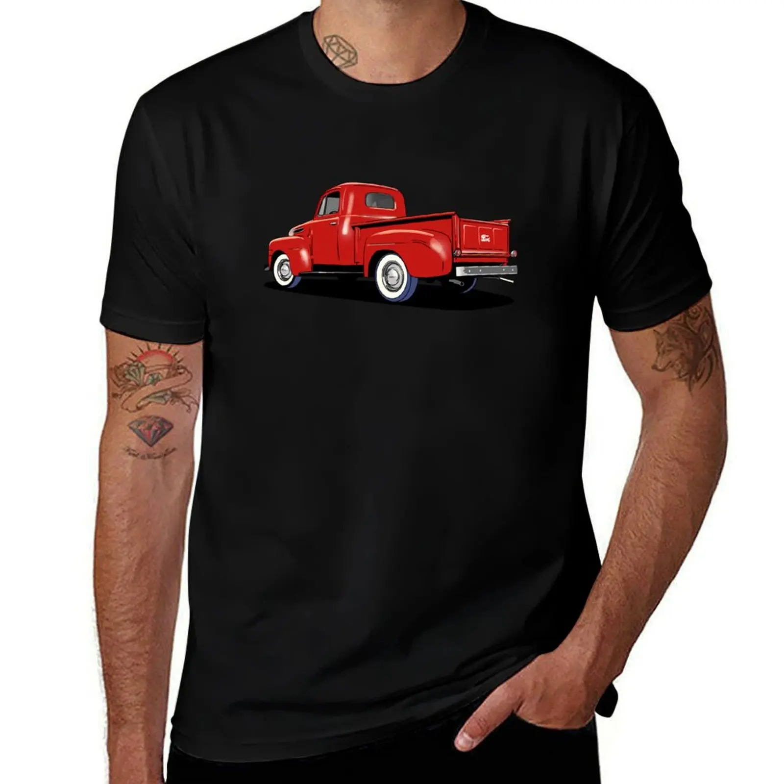 Ford F1 Pick Up truck in red T-Shirt sports fans football t shirt shirts men